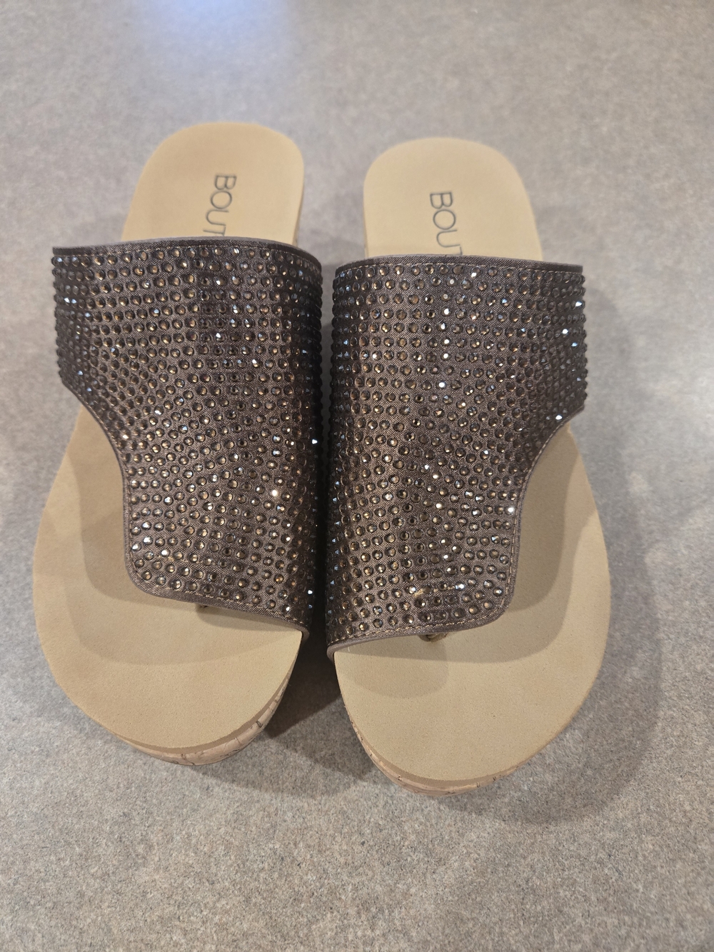 Corky Brown Crystal Slide Sandals
